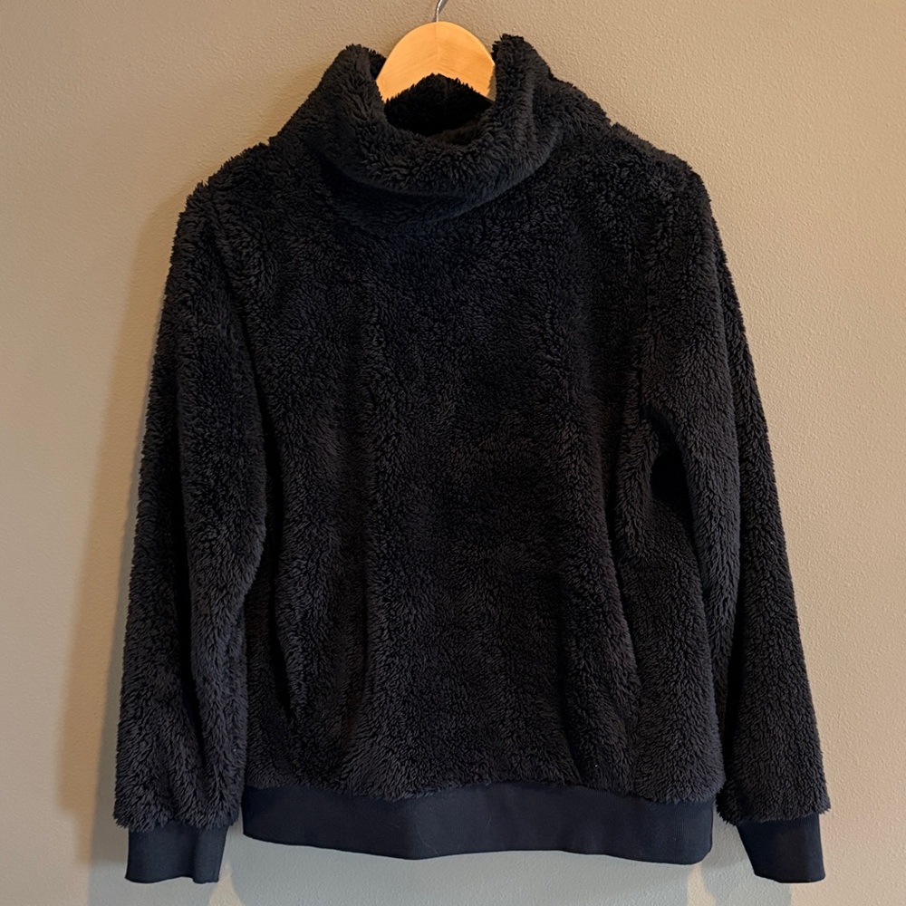 Warm, Fuzzy Black Turtleneck Sweater for Women